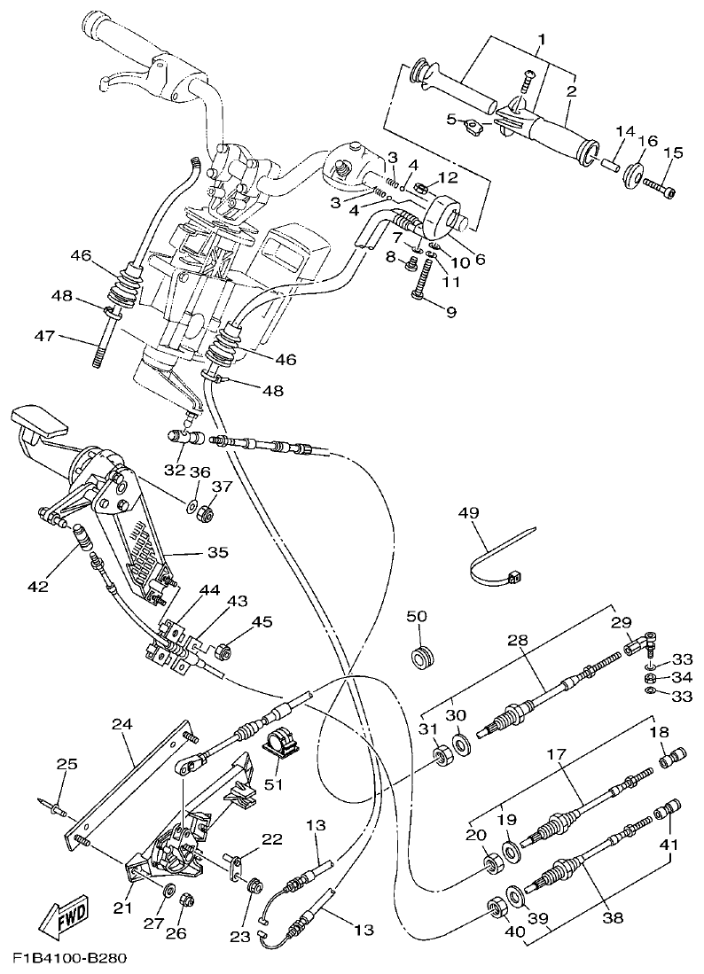 Yamaha FX10 CONTROL CABLE parts diagram